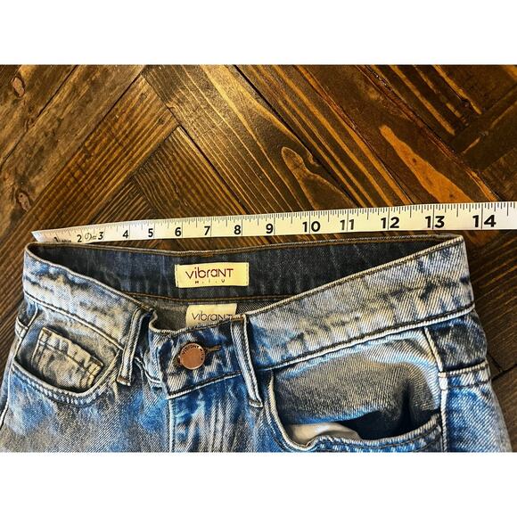 Vibrant Distressed Flare Jeans Women 5/26 Boho Western Cowgirl Aztec Fringe - Picture 4 of 12